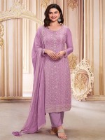 Light Purple Faux Georgette Designer Salwar Kameez